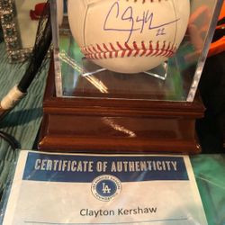 Autographed Baseball By Kershaw #22 DODGERS