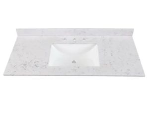 49 in. W x 22 in. D Engineered Stone Composite White Rectangular Single Sink Vanity Top in Pulsar
