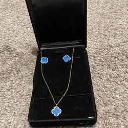 Four Leaf Clover Necklace With Earring 