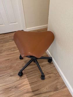 Leather rolling stool
