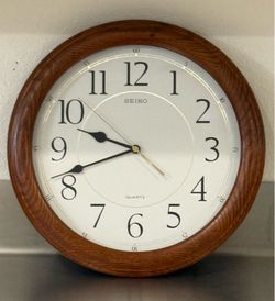 13” Seiko Quartz Wall Clock - Real Wood Frame (QXA129BLH)