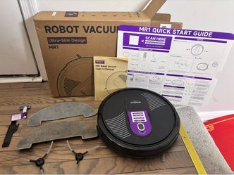 Open box, MONSGA MR1 Robot Vacuum Ultra-Slim Wi-Fi Bagless Cordless w/ Mop Pads