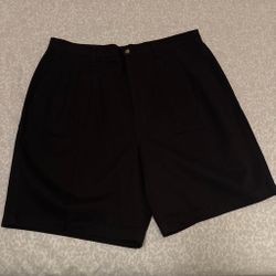 Black Pleated Chino Shorts