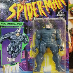 1994 ToyBiz Spider-Man The Animated Series Rhino W/ Head Ramming. Marvel  Comics