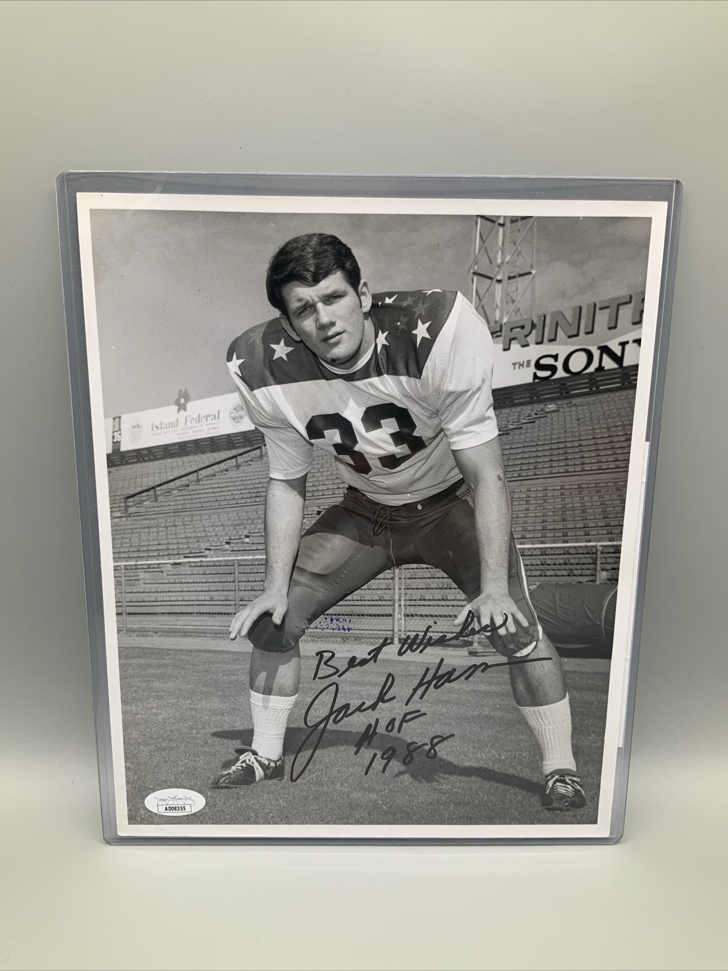 Jack Ham, Autograph 8X10" W/ INSIGNIA & JSA COA, Vintage, 1969, Penn State