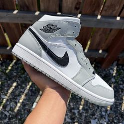 Jordan 1 Mid Light Smoke Grey (Size 8.5, 9, 9.5, 10, 10.5, 11)