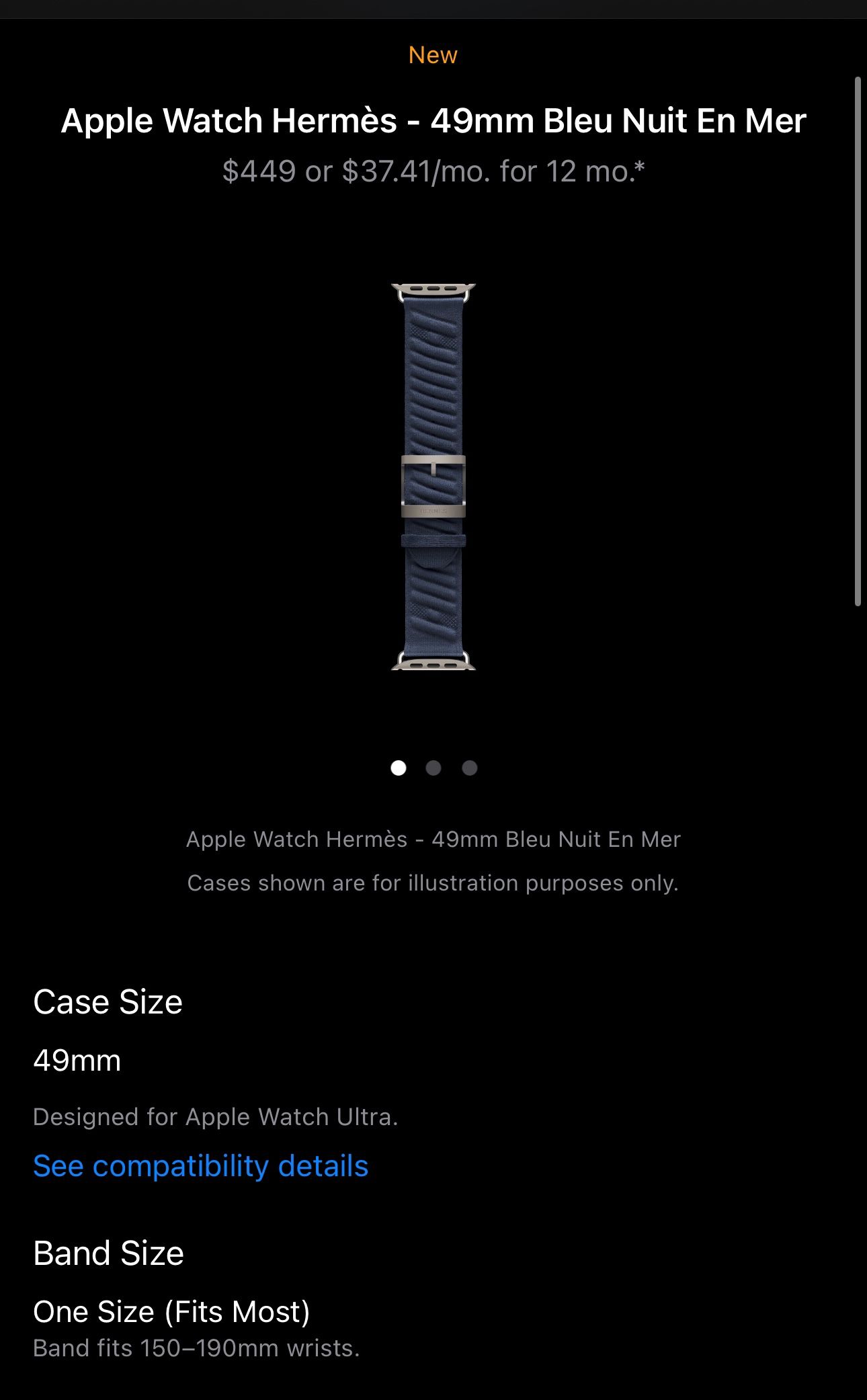 Apple Watch Hermès - 49mm Bleu Nuit En Mer Watch Band