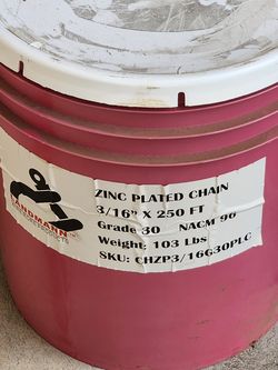 Zinc plated chain 3/16" by 250 ft