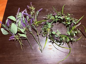 Artificial Lavender Stems and Wreath Piece. Read description 1st