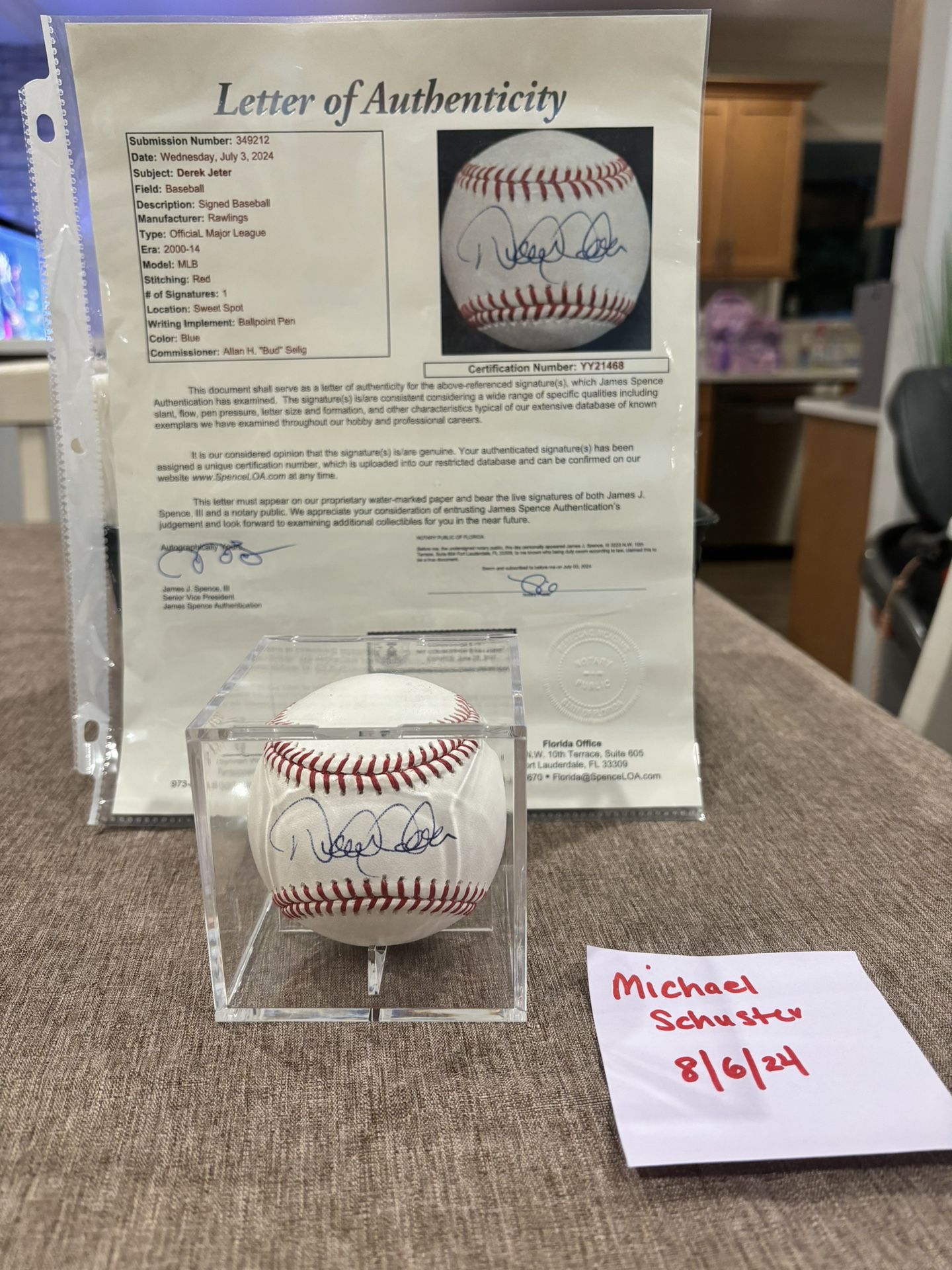Derek Jeter Signed Baseball With Coa
