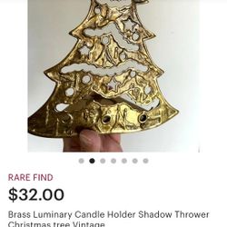Vintage Brass Luminary Christmas Candle Holder 