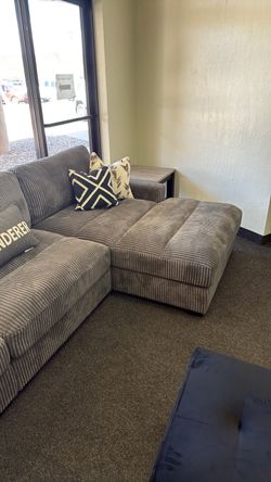 Gray Corduroy Sectional Sofa
