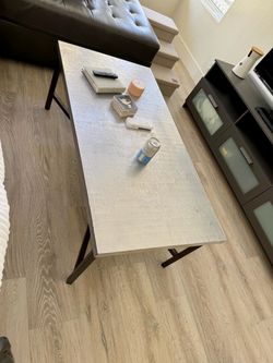Trendy industrial Hammered Metal Coffee Table with Metal Legs