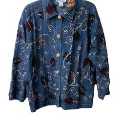 Dressbarn Embroidered Denim Jacket Size 1X