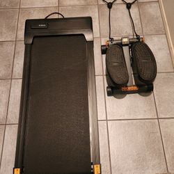 Walking Pad Treadmill and Fitness Stepper With Resistance Bands $100