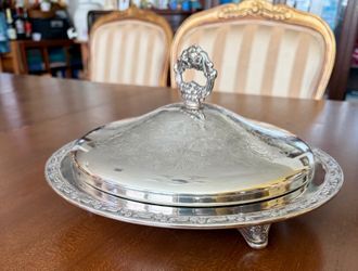 Elegant Vintage Footed Serving Dish, with Lid