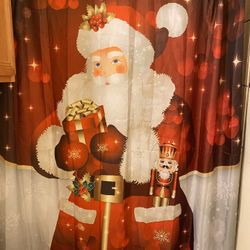 Beautiful Santa And Nutcracker Shower Curtain⬇️❤️read DESCRIPTION 