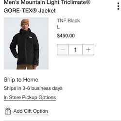 NWT: Northface Goretex Rain Jacket Men’s, Size Large
