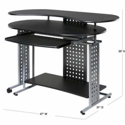 New 47 in. L-Shaped Black/Silver Computer Desk with Keyboard Tray