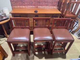 Oak counter stools, set of 3
