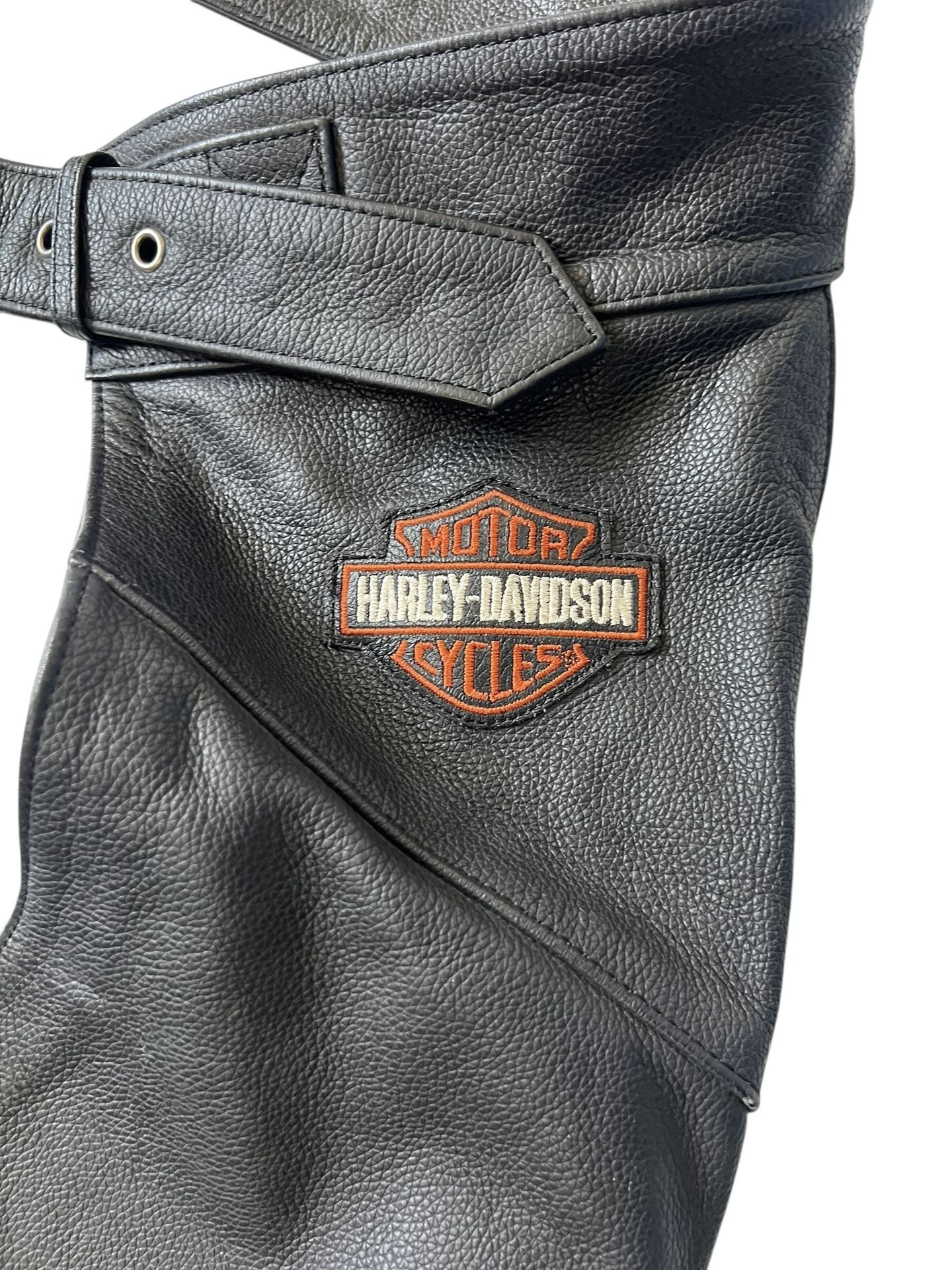Harley Davidson Men Motorcycle Riding Chaps XL Black Leather