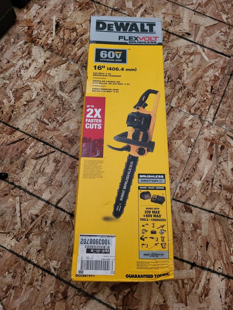 Dewalt 60V MAX 16in. Brushless Cordless Battery Powered Chainsaw, Tool Only