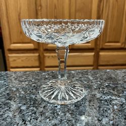 Vintage Crystal Cut Glass Compote Dish, Open Candy Dish.  Size approximately 6 inches tall.  Preowned excellent condition.  Has been on display in a c