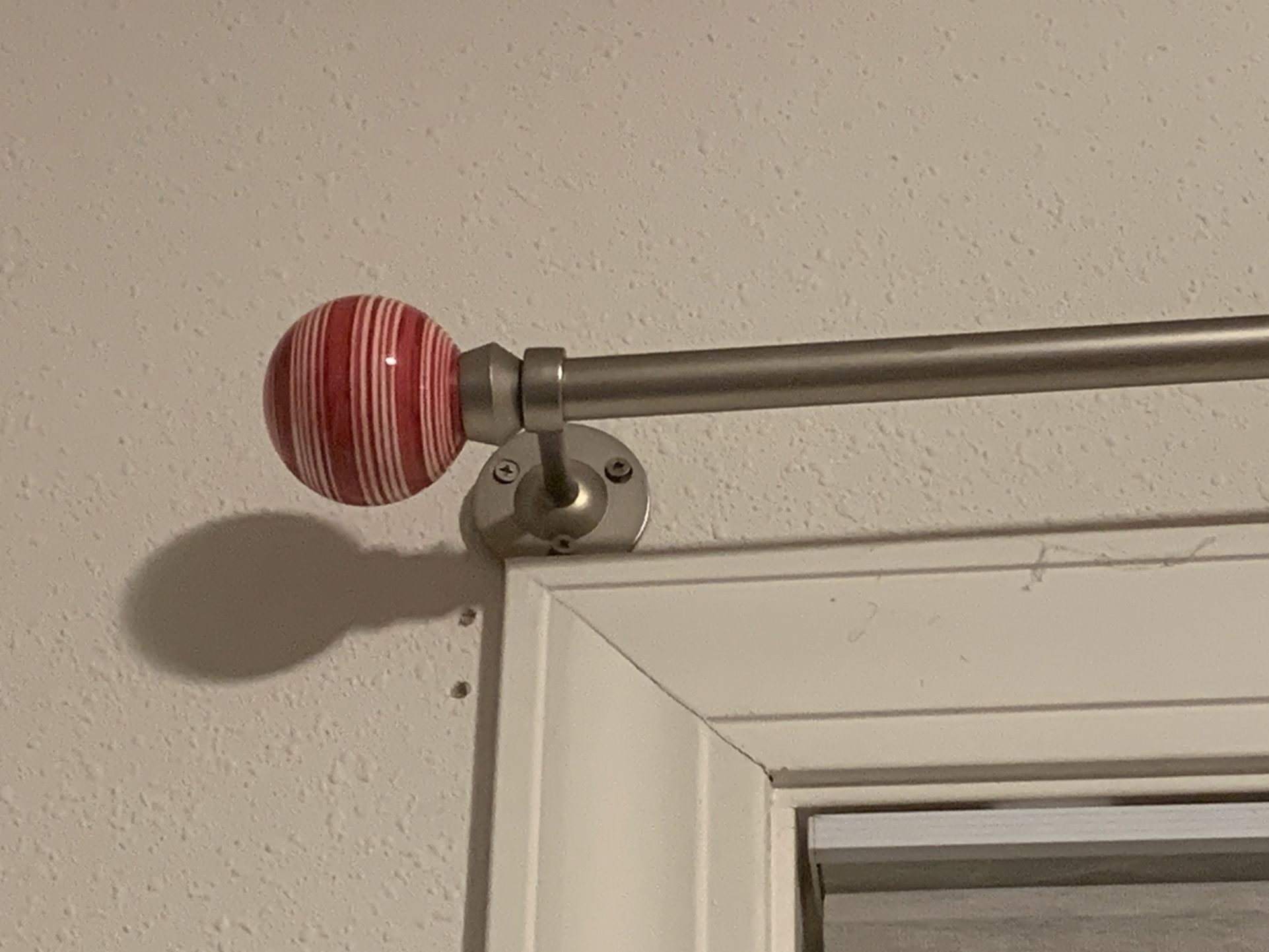 Pottery barn kids curtain rod and finials, Pull Backs