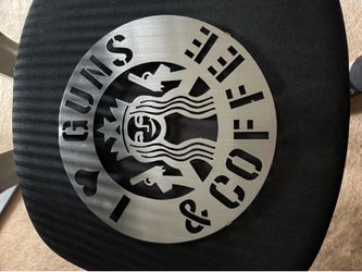 Metal I Love Guns & Coffee Wall Hanger