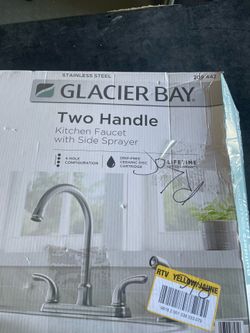 Glacier Bay Builders Double Handle Standard Kitchen Faucet with Side Sprayer in Stainless Steel