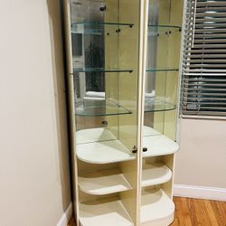  2 Pice China Cabinets  Ivory color Very Good Condition 