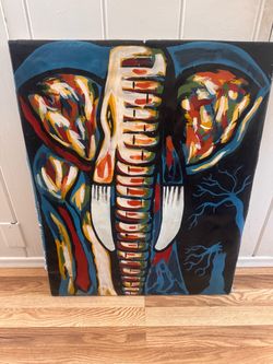 Abstract Elephant Acrylic Painting on Canvass