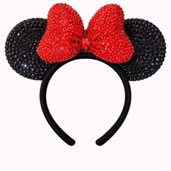 RED Rhinestone Minnie Ears Headband - Sparkly Theme Park Accessory