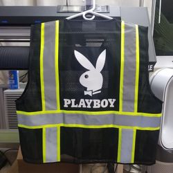 Playboy Safety Vest - Black w/White Vinyl 