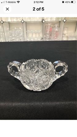 Vintage Cut Crystal Two-Handled Sugar Bowl