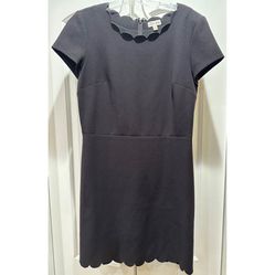Black Midi Scalloped Dress - Size 10
