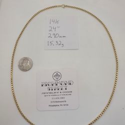 14k Gold 24" Box Link Chain