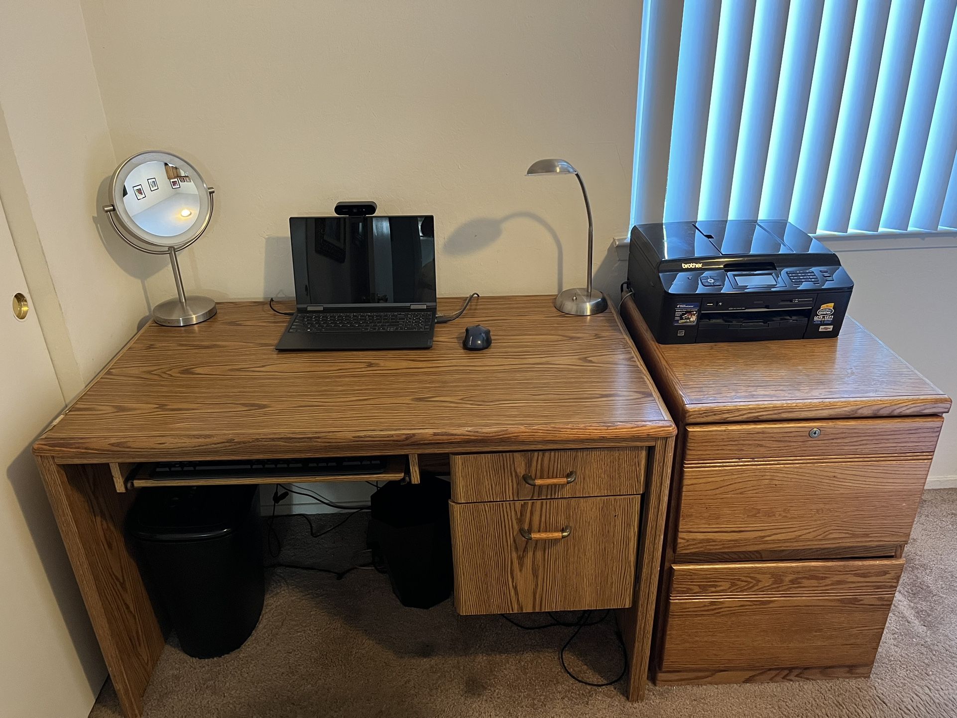 Desk and Filing Cabinet