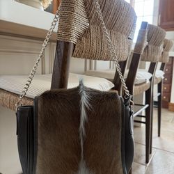 VASH fur and leather purse with zipper