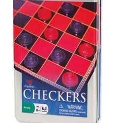Cardinal Industries Checkers Family Board Game Tin Box New