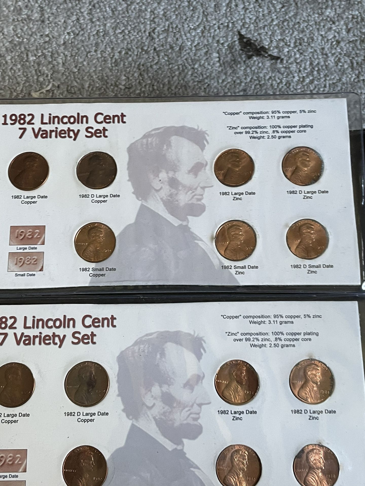 1982 Lincoln Cent 7 variety set
