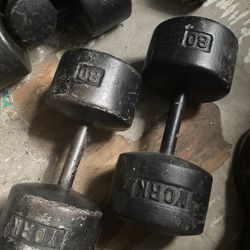 York Roundhead Dumbbells 80lbs