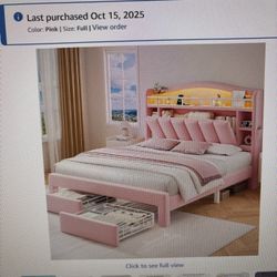 Full Size Pink Bed With Storage 