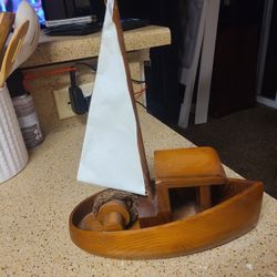 Mini Wooden Sailboat