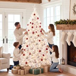 Best Choice Products 9ft White Christmas Tree Pre-Lit w/Twinkling Lights