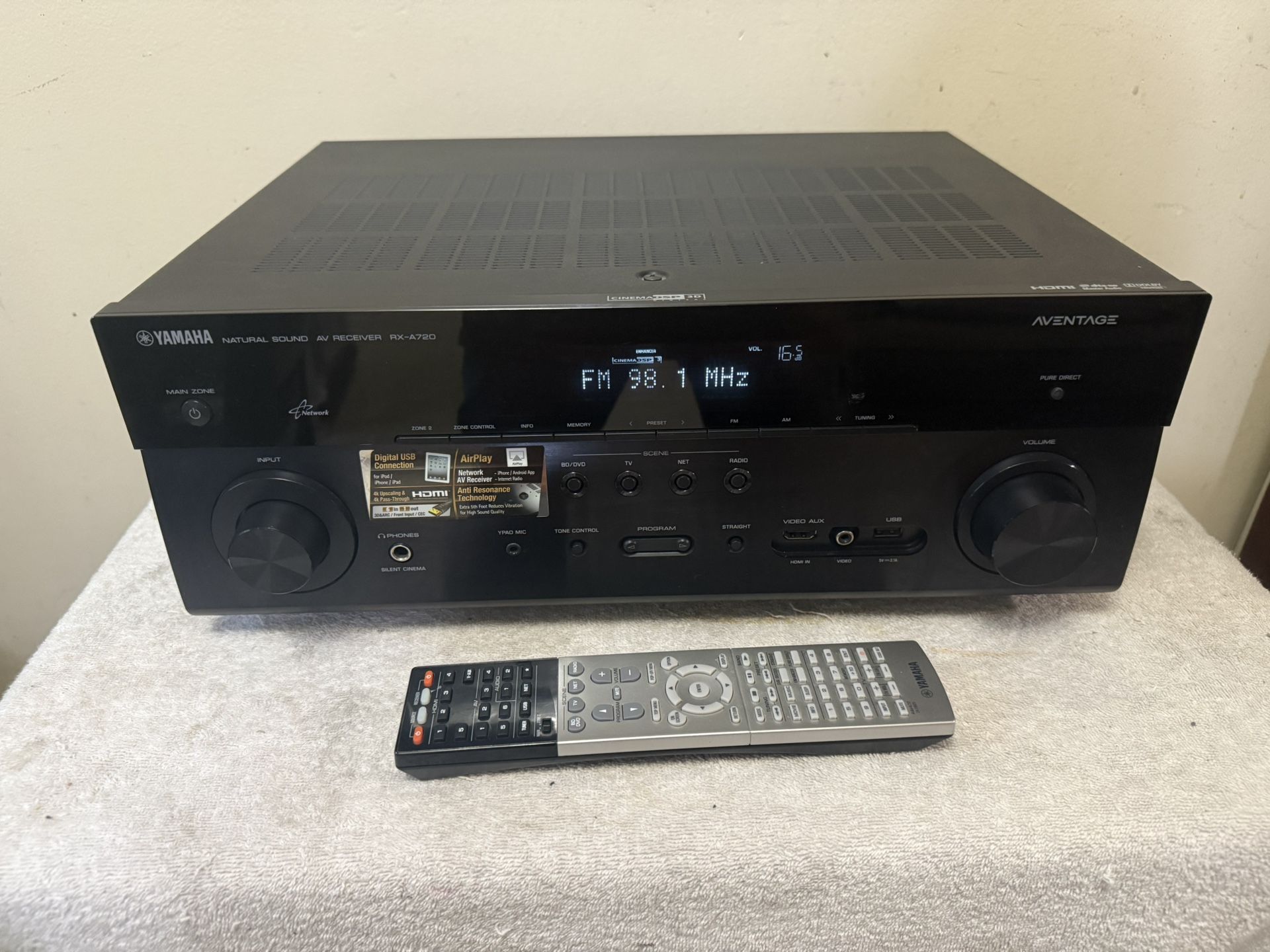 Yamaha AVENTAGE RX-A720 7.2 Channel Natural Sound AV HDMI Stereo Receiver