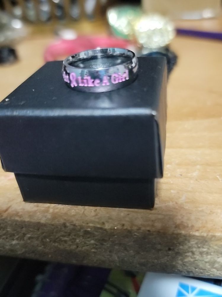 Size 7 I FIGHT LIKE A GIRL Breast Cancer Awareness Ring