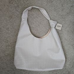 ULTA NWT Ivory woven hobo assymetrical  shoulder Bag