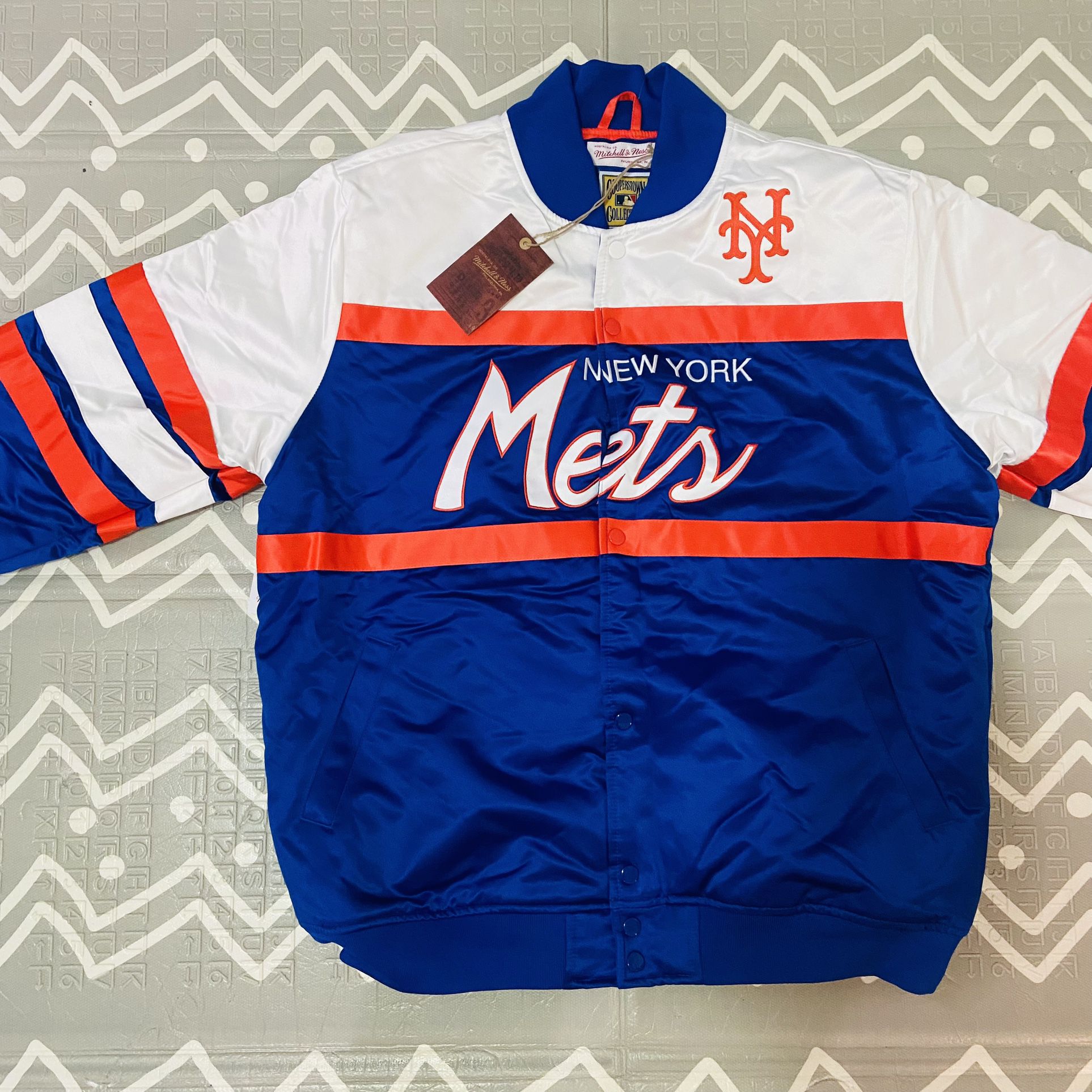 Mitchell And Ness New York Ny Mets Vintage Bomber Varsity Jacket