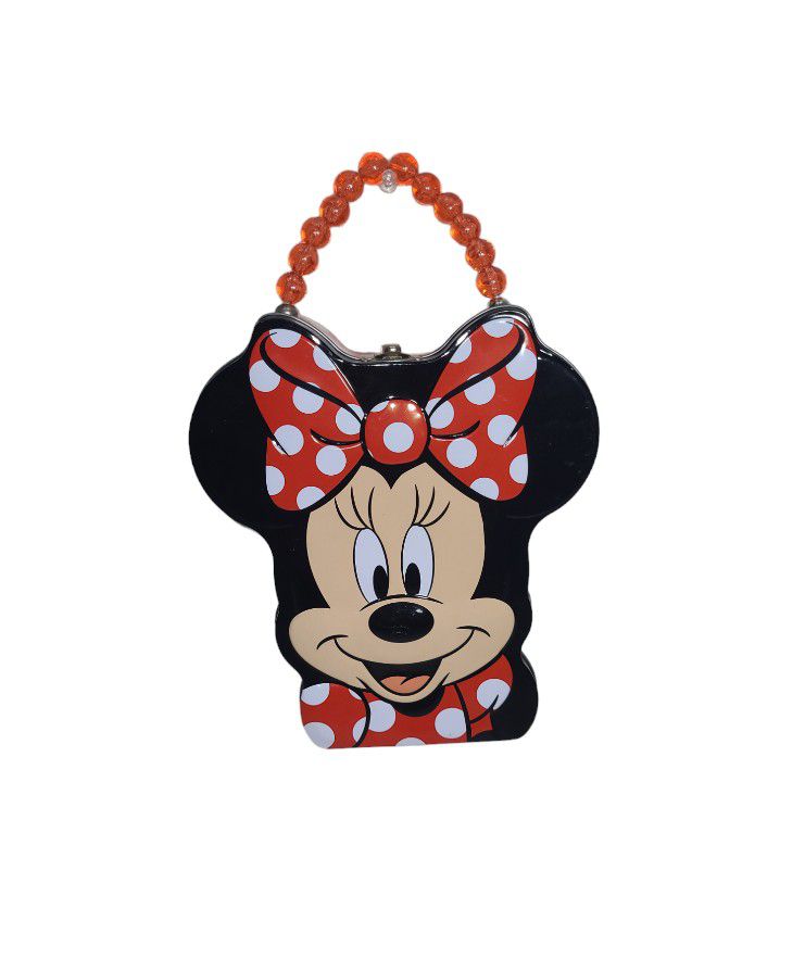Disney Minnie Mouse Tin Carrier Purse with Beaded Handle 8" × 7" 